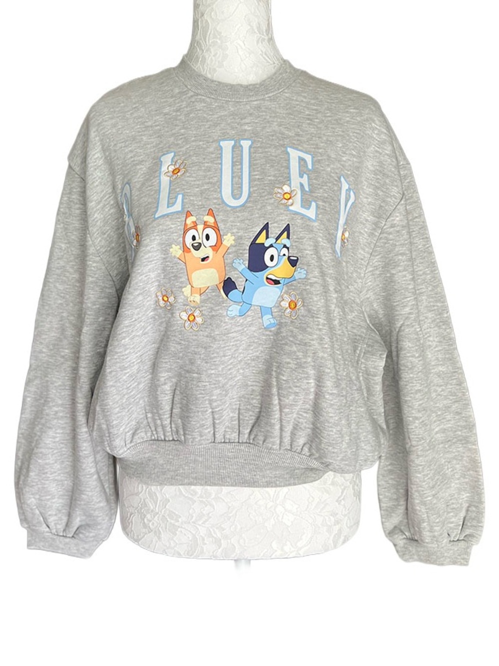 Bluey Graphic Sweatshirt Women’s XS Gray Long Sleeve Pullover loungewear Cozy - Picture 2 of 6
